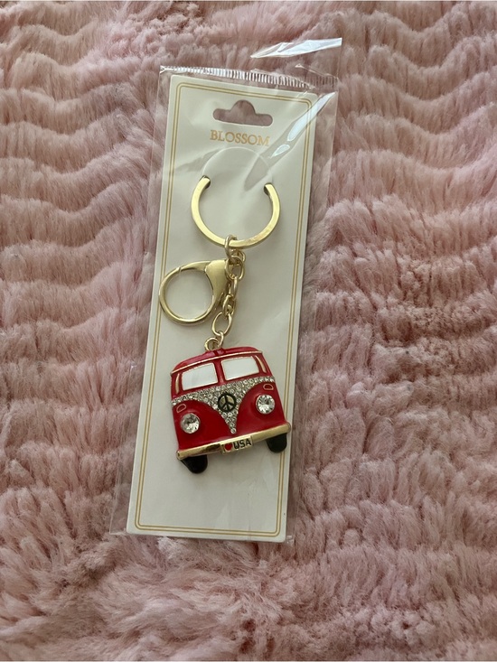 Blossom Accessories - Blossom Red VW Bus Keychain Charm